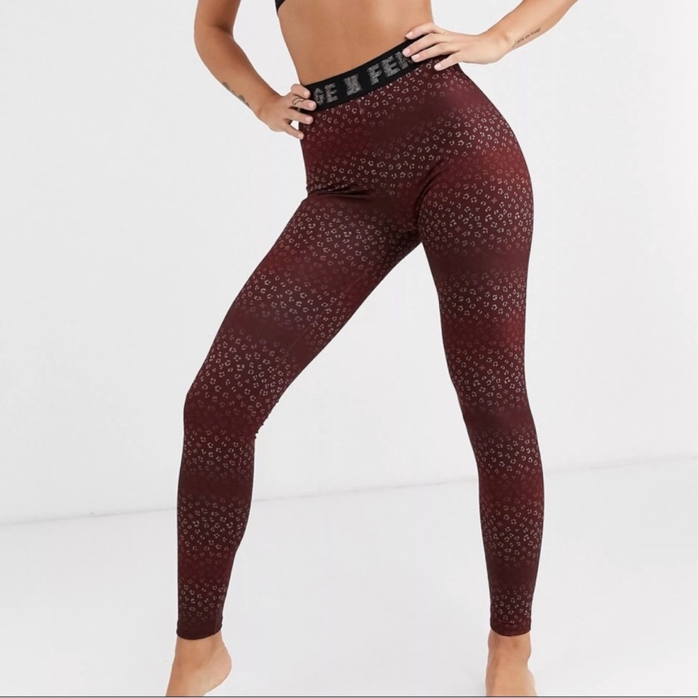 Women's Burgundy Patterned Leggings